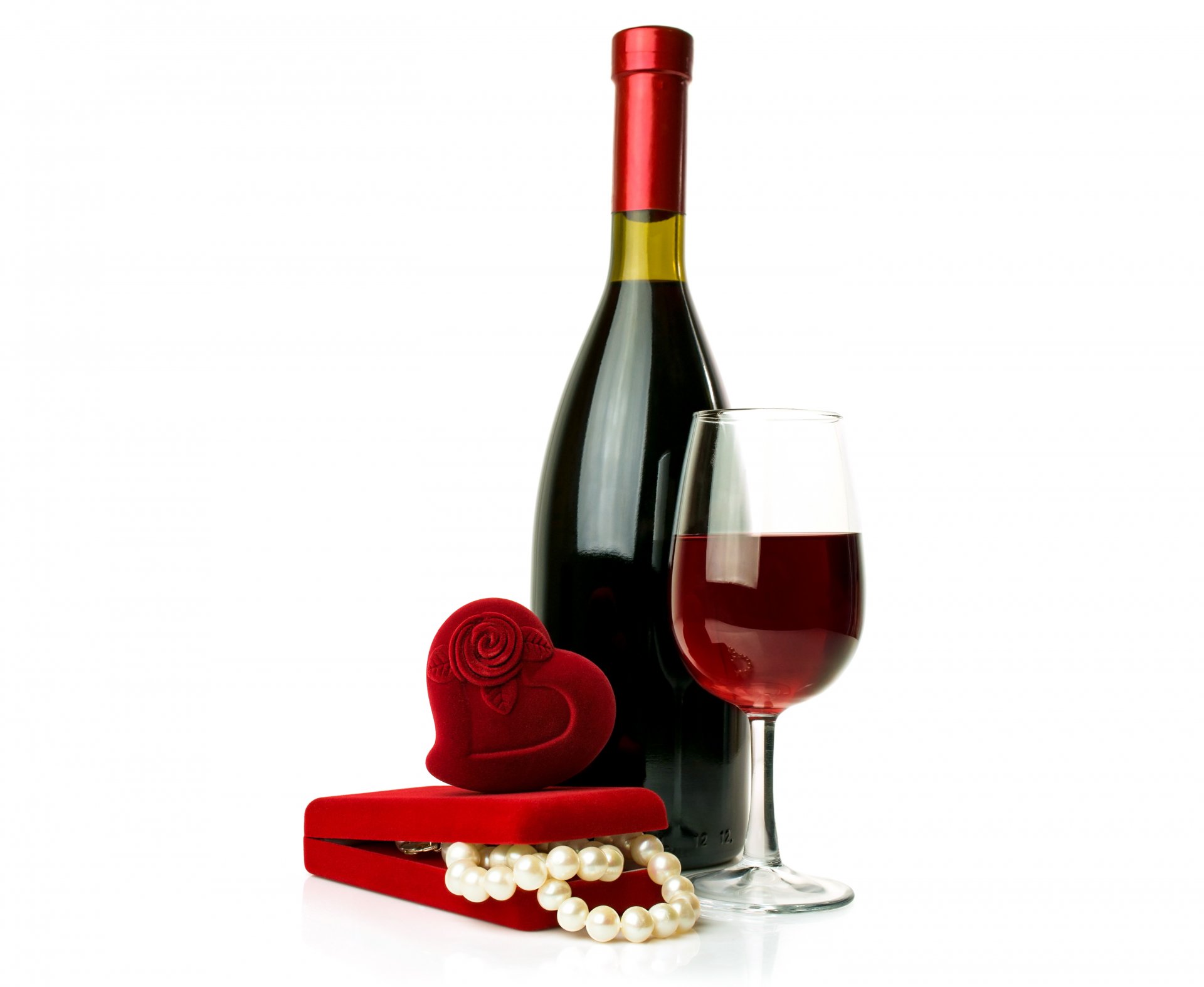 romantico regalo scatola di amore cuore vino bicchiere di vino bottiglia