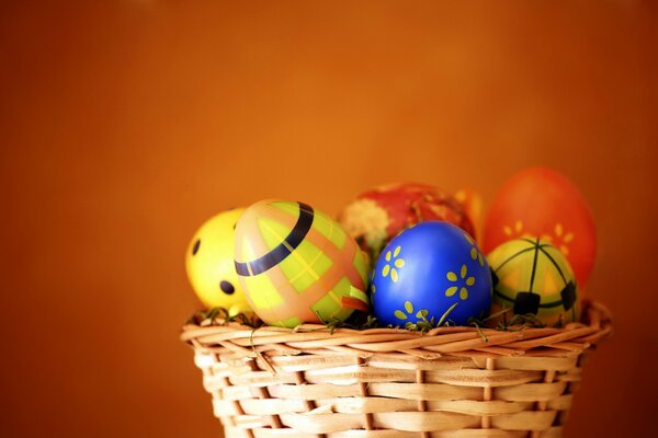 Cesto di uova di primavera per Pasqua