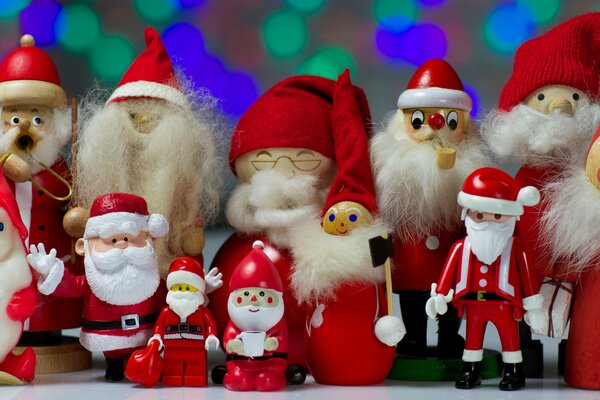 Festive Santa Claus of different shapes