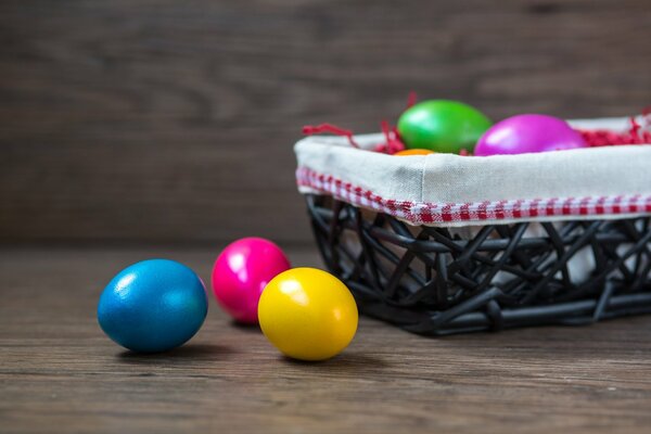 Oeufs de Pâques dans un panier