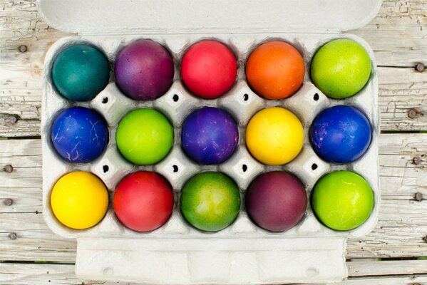 Colorful Easter eggs in a package