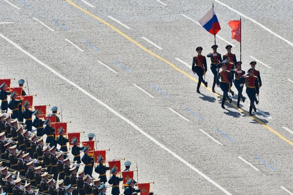 March at the Victory Day parade on Red Square