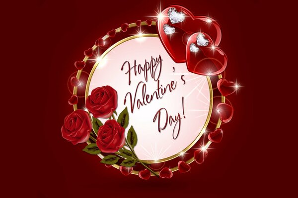 San Valentino decorato con fiori e cuore di forma rotonda