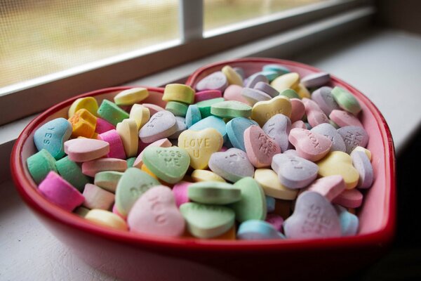 Colorful candy sweet hearts