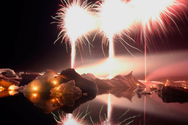 Lancement du feu d artifice pour la nouvelle année