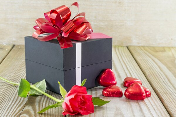 Gift box with red bow