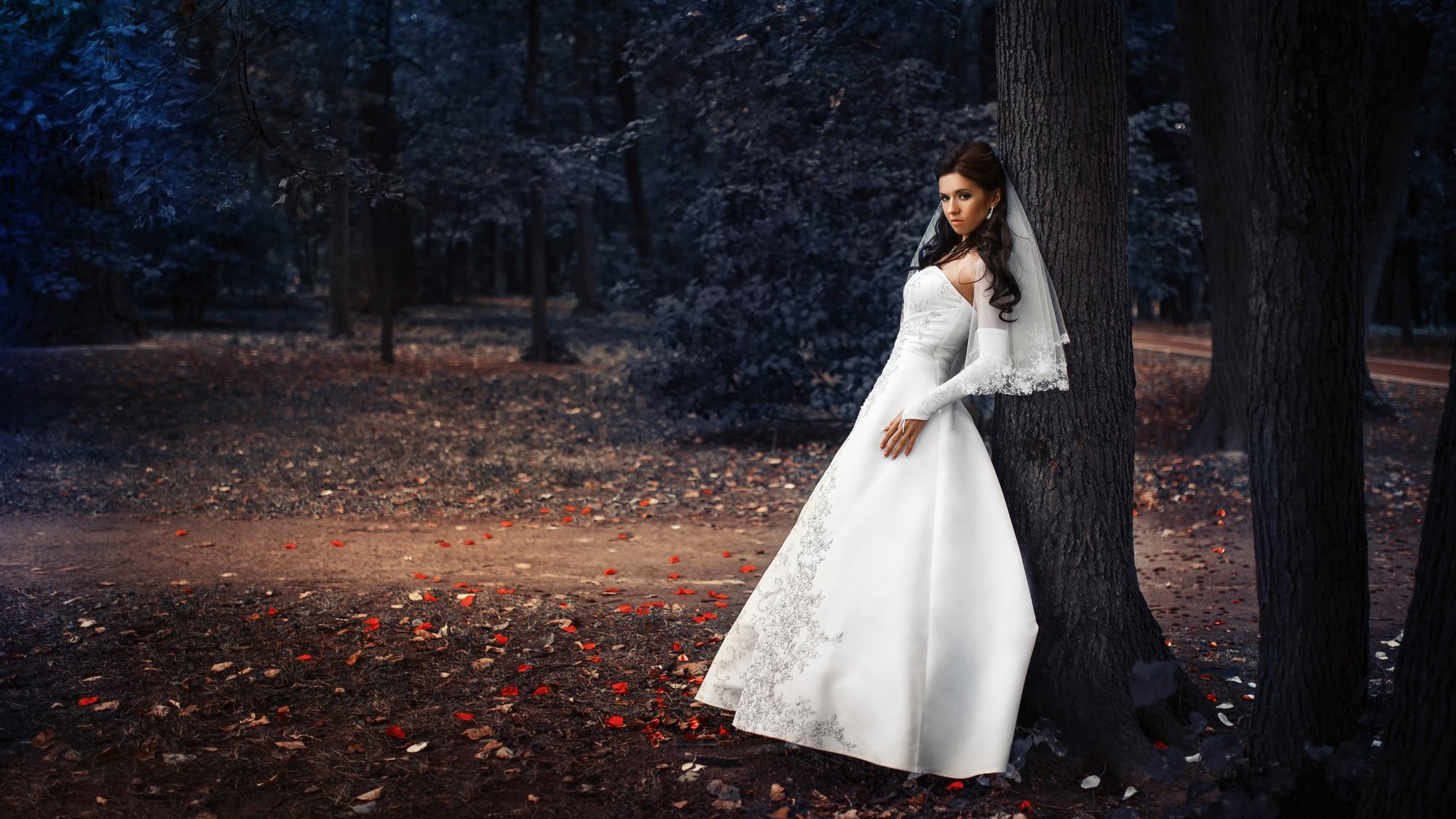 hochzeit braut kleid stil park