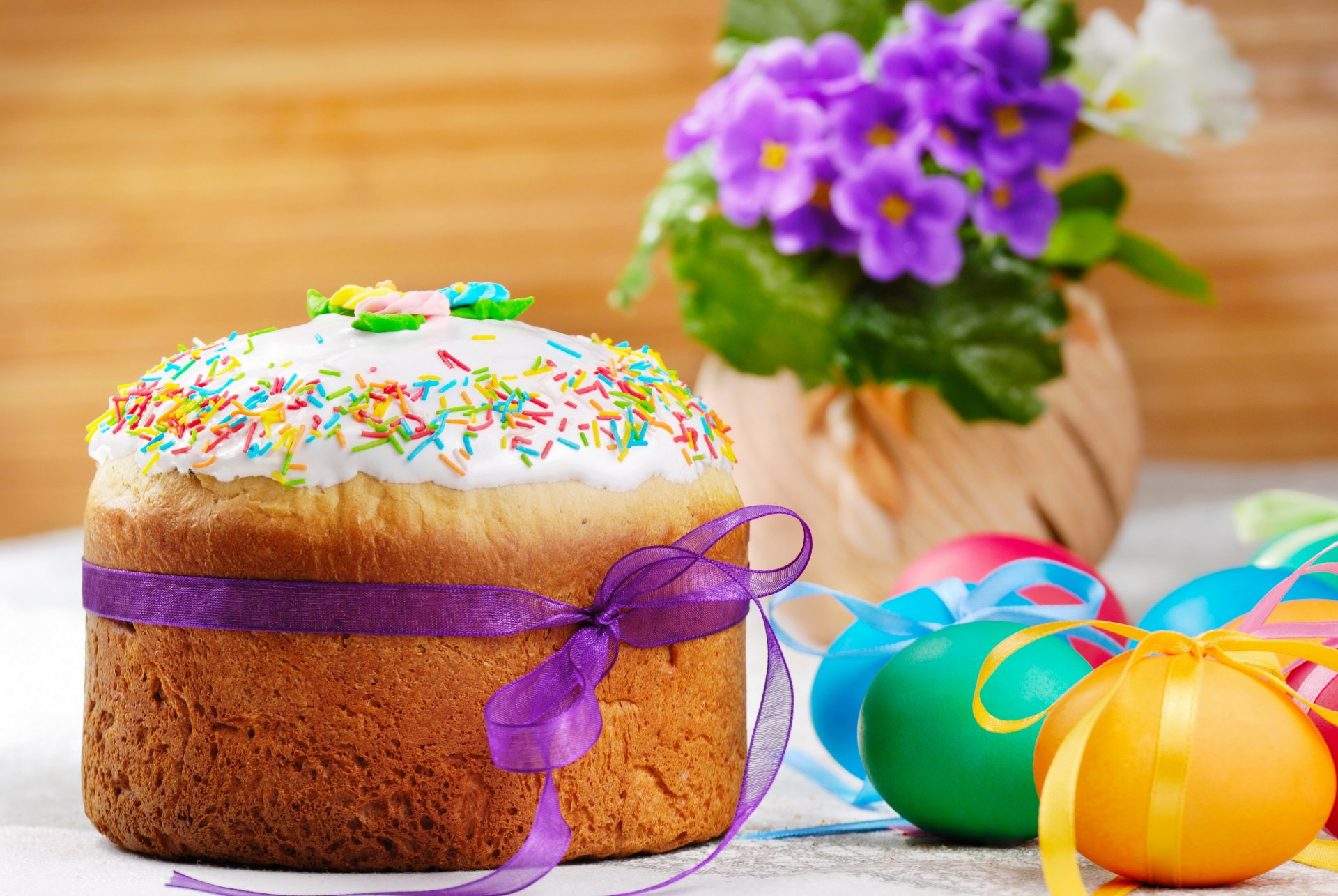 easter spring flowers eggs spring cake violet