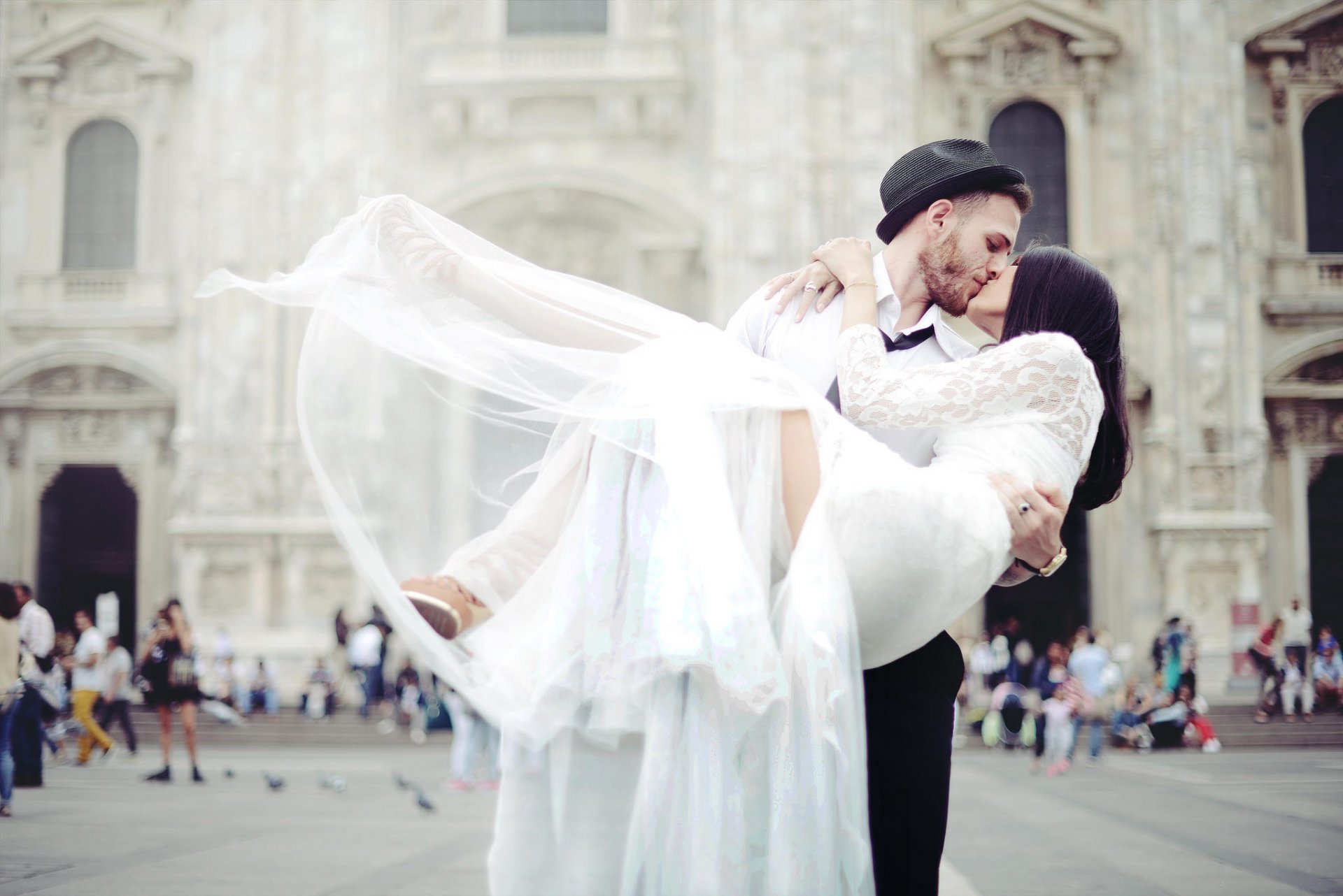 matrimonio amanti sposo sposa vestito cappello