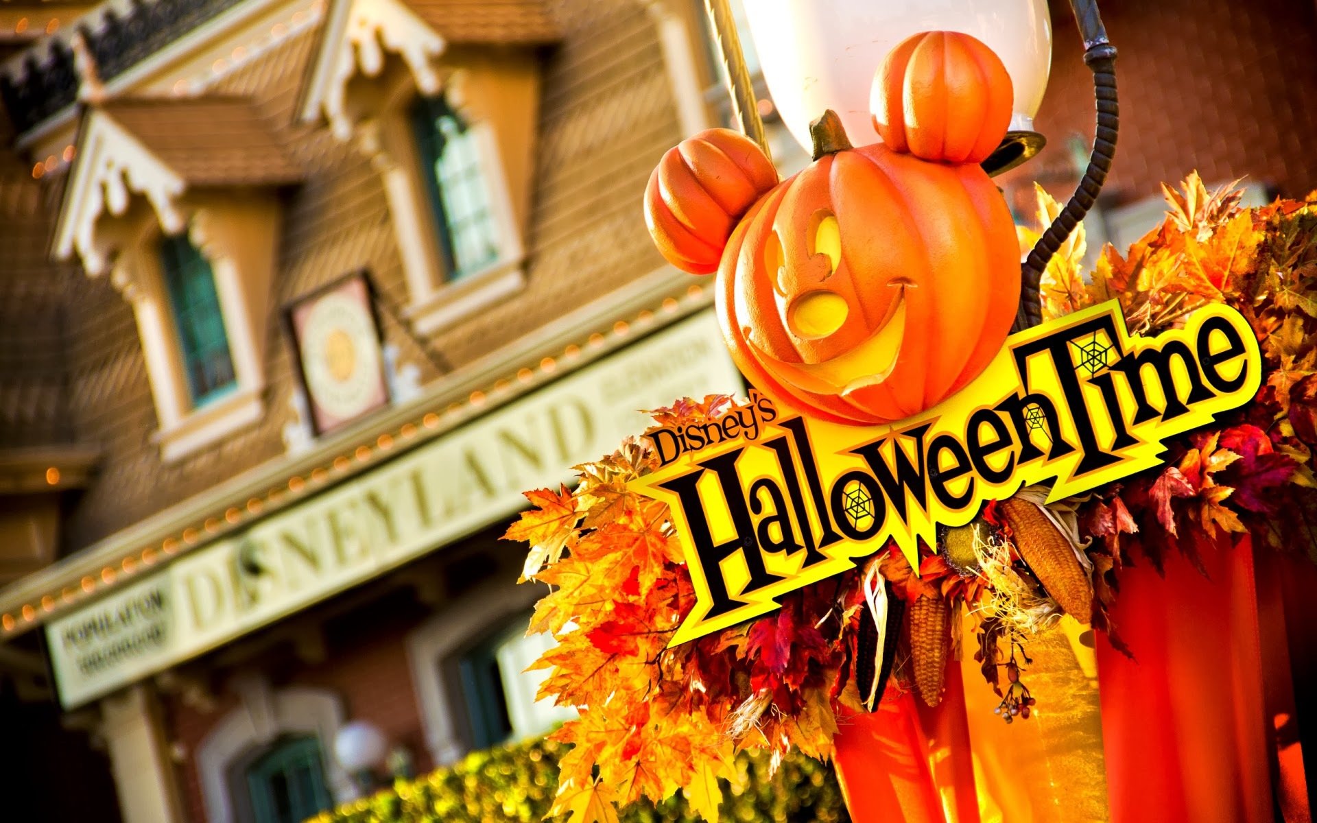 halloween citrouille maison décoration feuilles maïs mickey mouse disney helloween temps