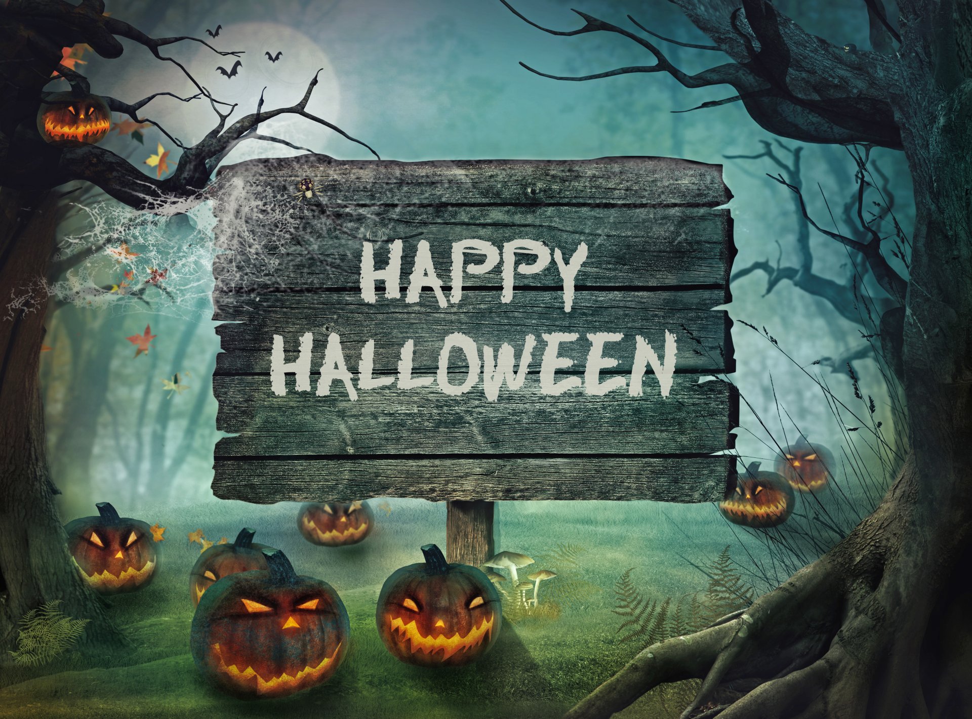 szczęśliwy halloween wakacje świece noc dynia las