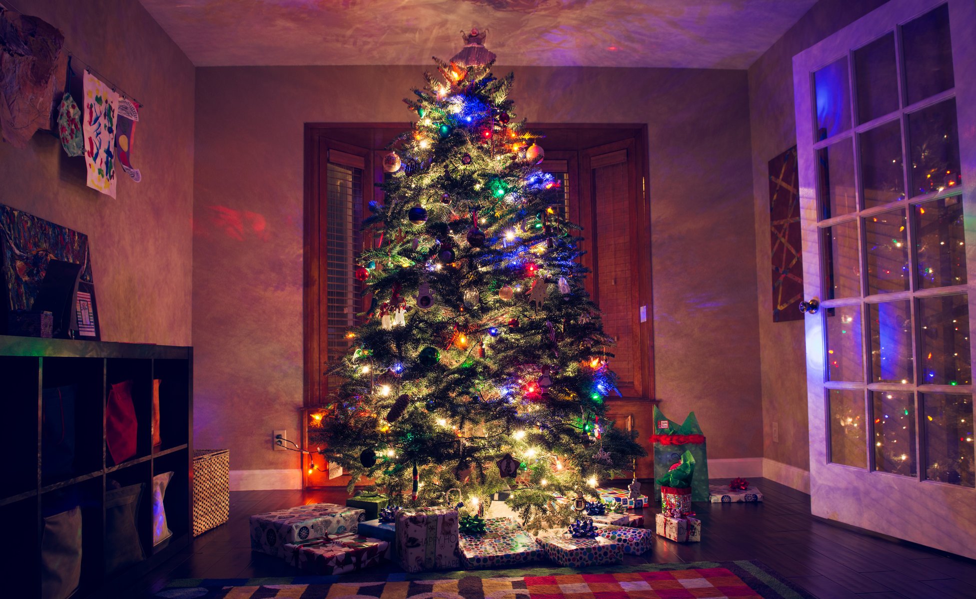 capodanno stanza albero di natale luci