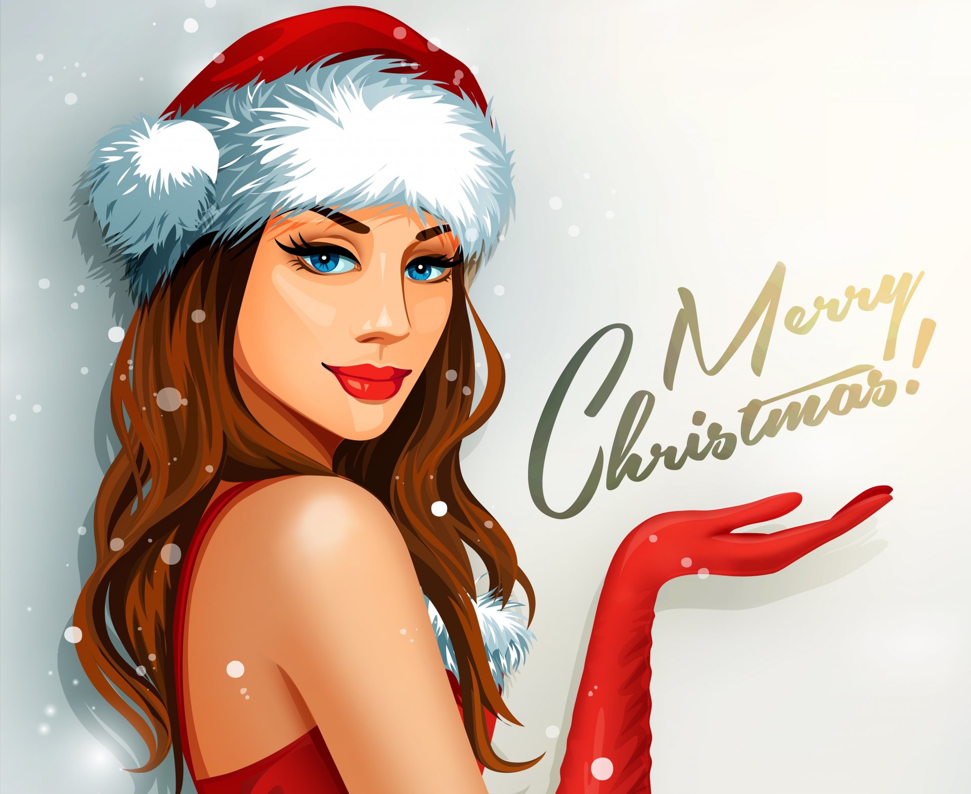 merry christmas holiday girl vector gloves view