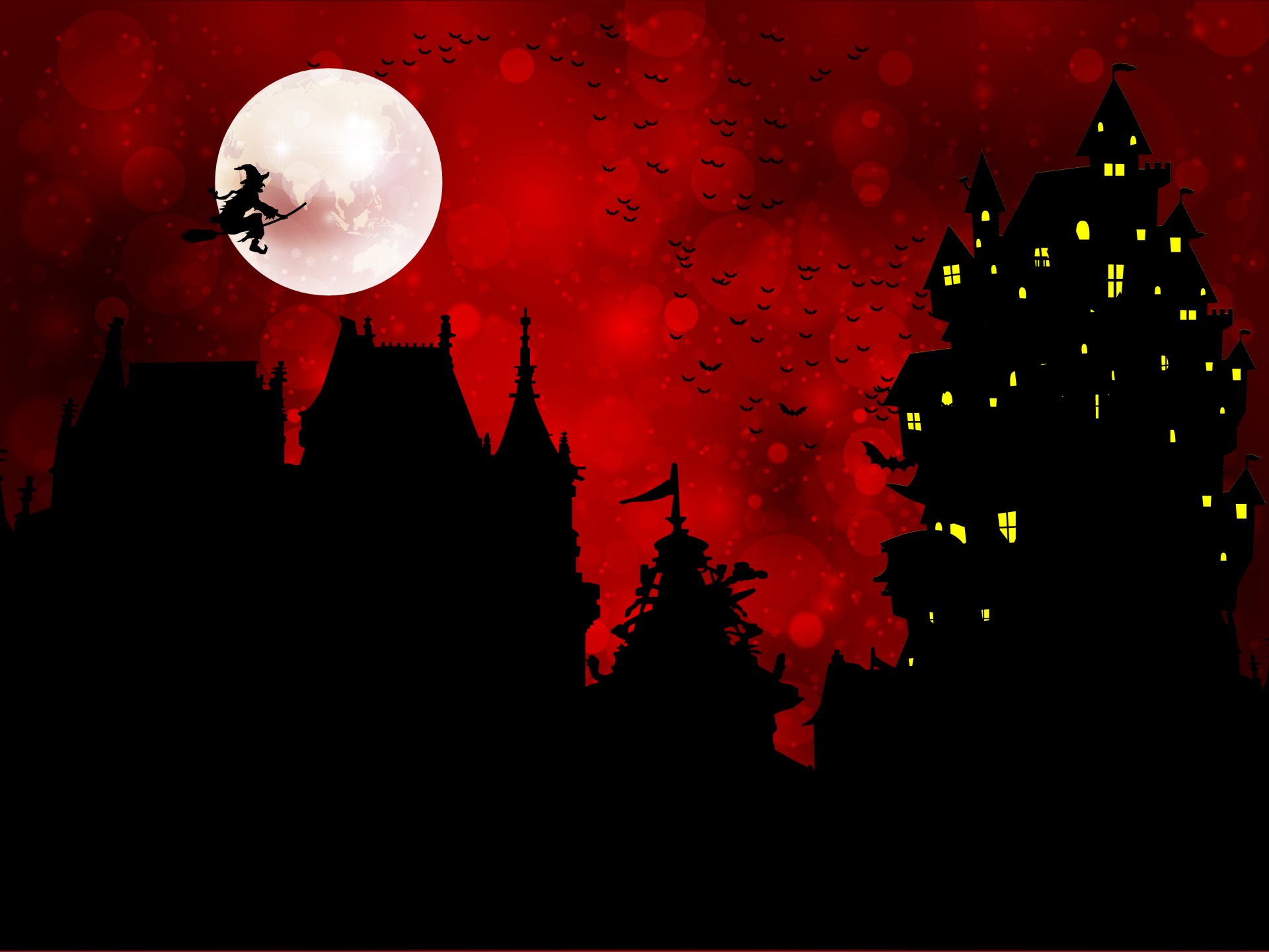 wakacje halloween zamek ptaki baba jaga księżyc