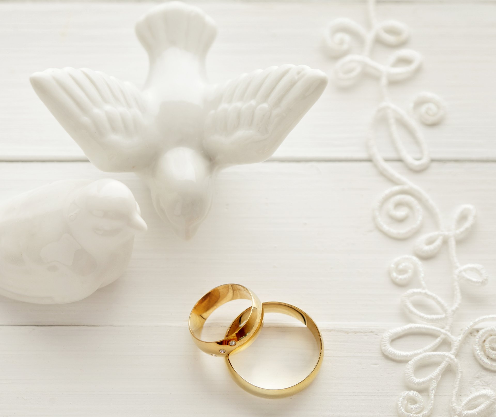 fiesta boda anillos de boda palomas encaje