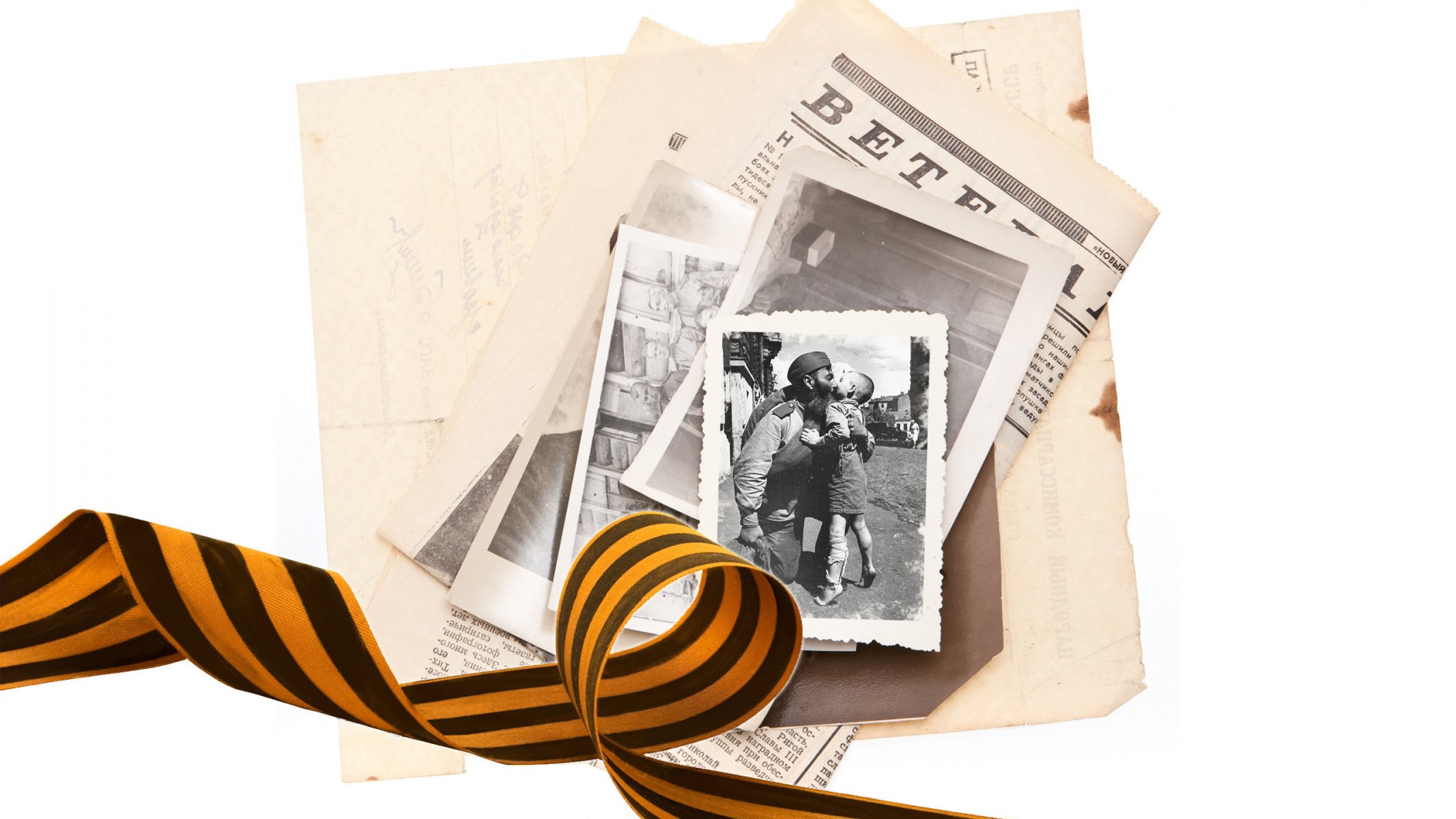 festa giorno della vittoria 9 maggio nastro di san giorgio nastro memoria giornale foto soldato bambino incontro