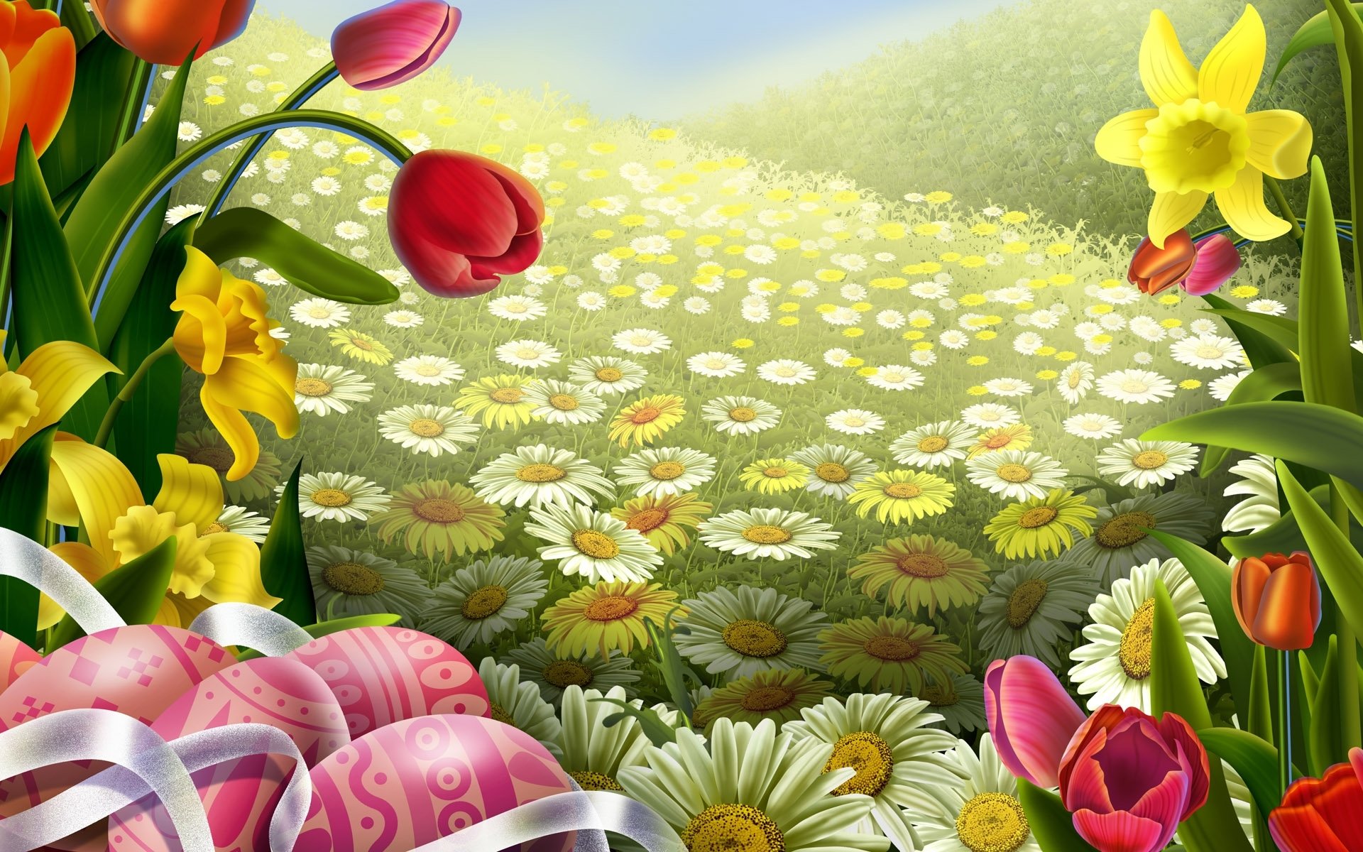 art easter the field daisy flower tulip belt