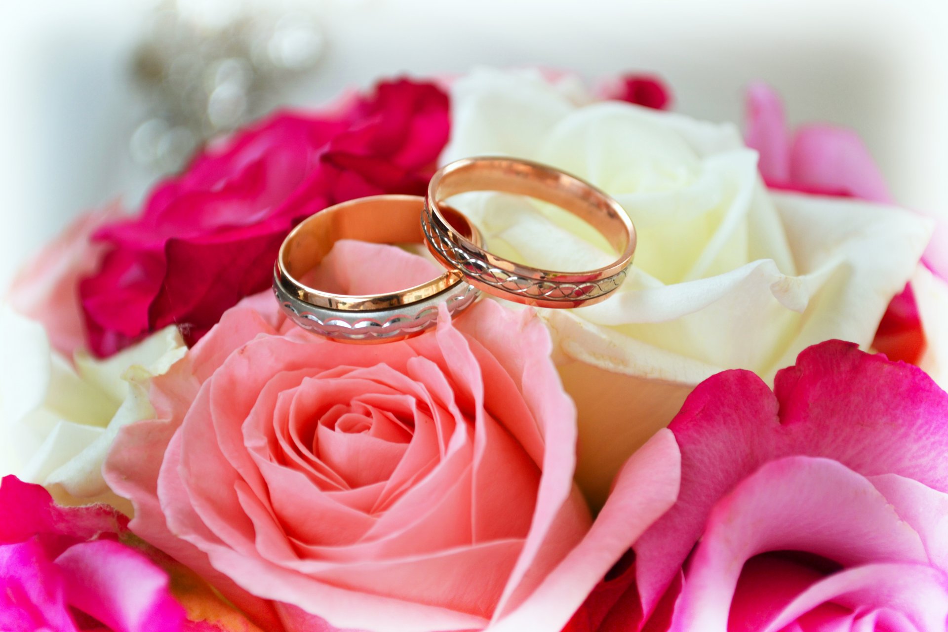mariage anneaux roses bouquet célébration mariage