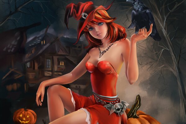 Rage jolie sorcière à Halloween