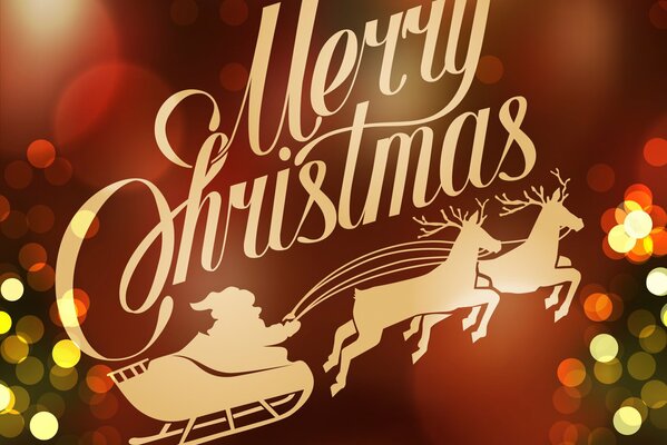 Économiseur d écran du nouvel an avec le père Noël sur un traîneau