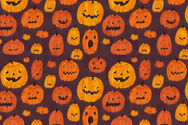 Festa Di Halloween. Zucche sorridenti gialle