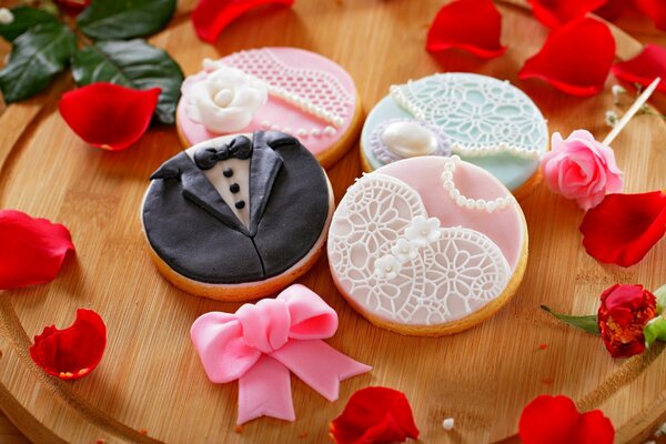 Wedding cookies on a cutting board