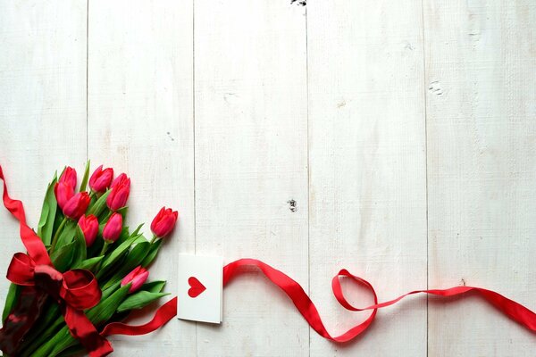 Greeting card with tulips