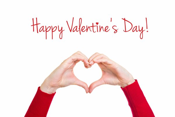 Saint Valentin. Les mains montrent les cœurs
