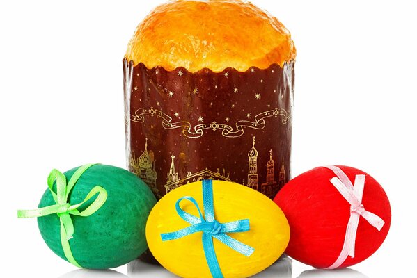 Torta di Pasqua con uova dipinte