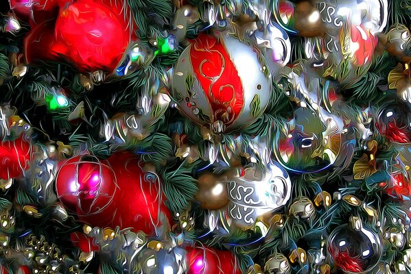 Viele helle Weihnachtsspielzeuge