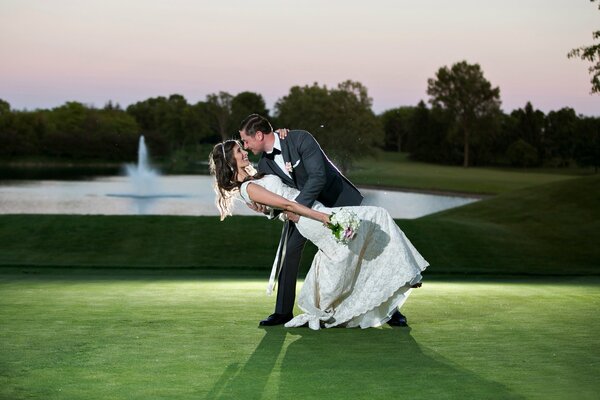 Wedding photo on a beautiful background
