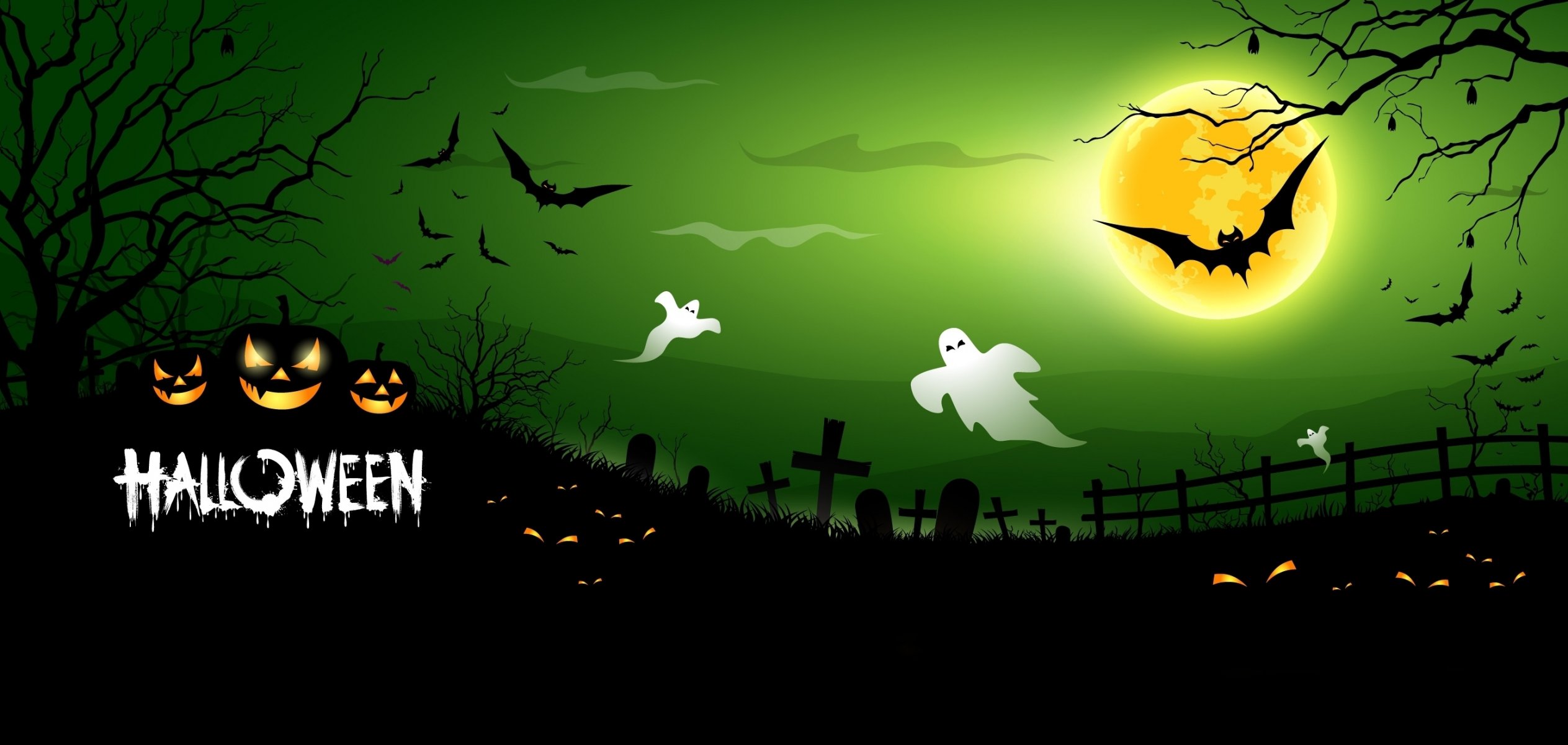 halloween creepy scary horror pumpkins bats cemetery full moon midnight ghosts bat