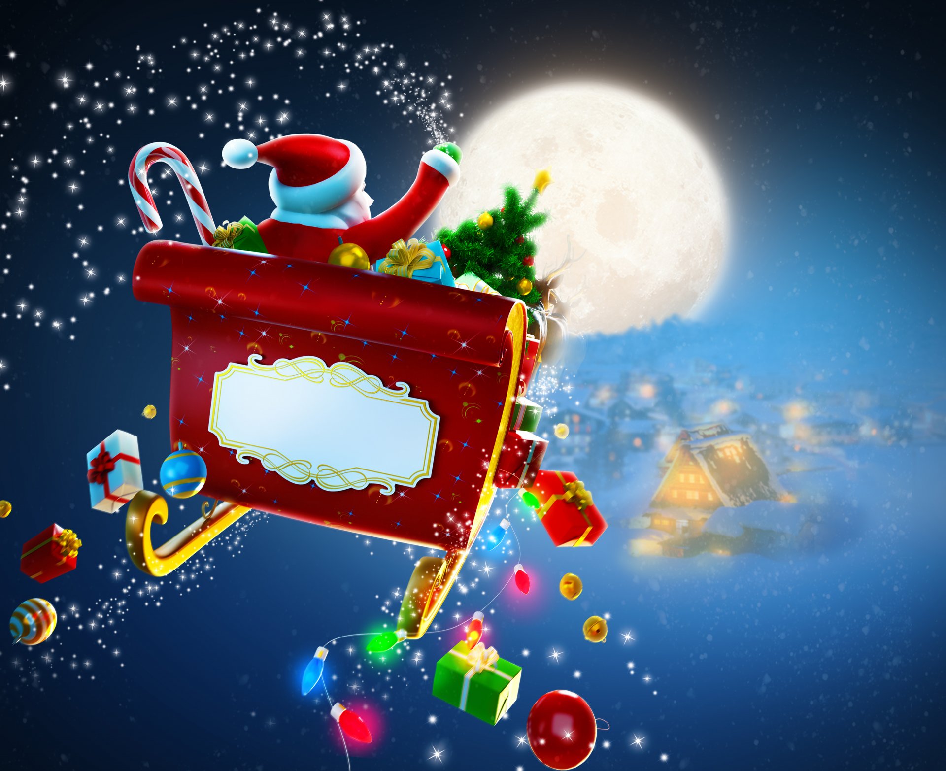 new year merry christmas toy snow full santa moon sleigh santa claus is coming merry christmas toys santa s full moon sleigh santa claus is coming city gift