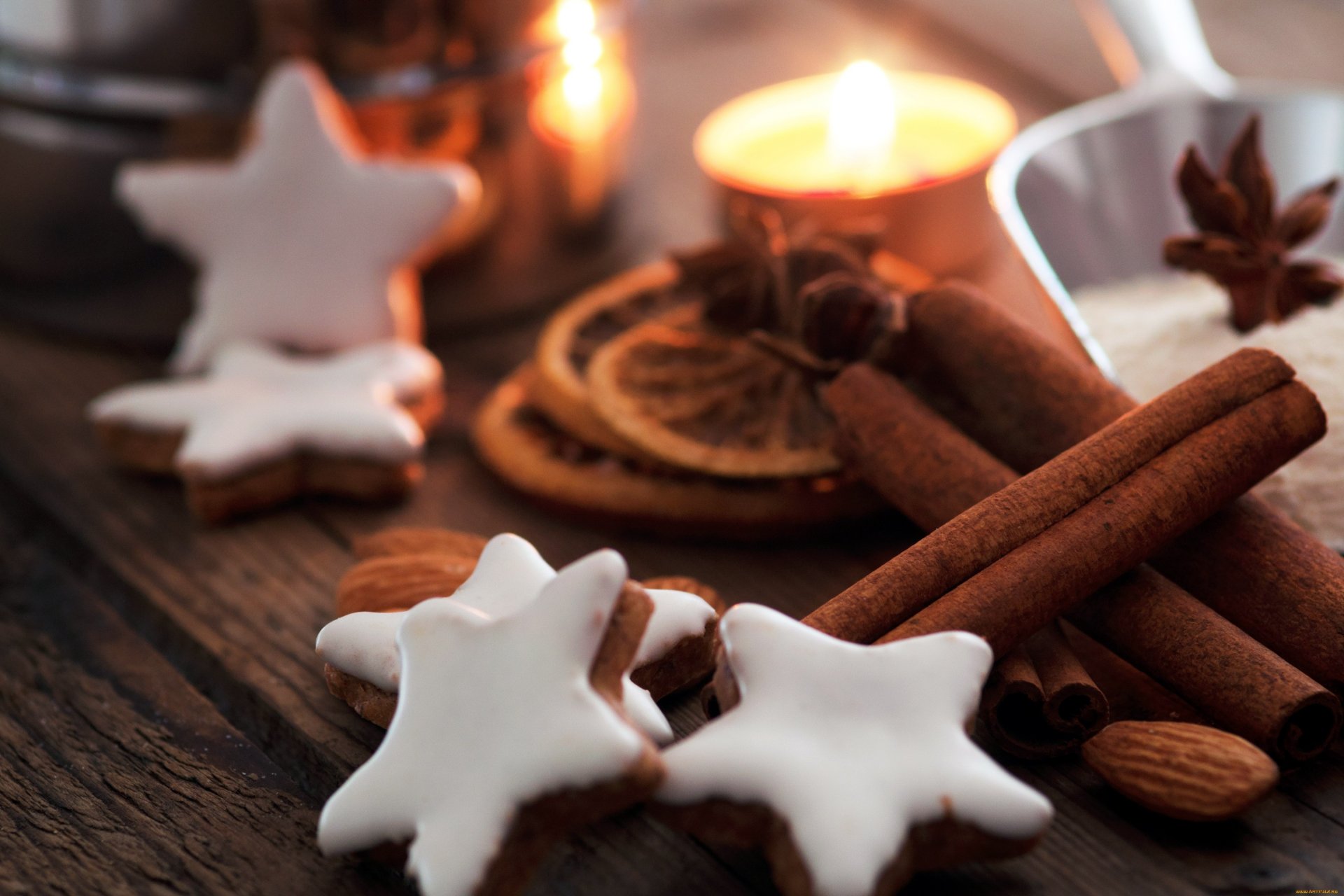 vacances nouvel an noël biscuits nourriture douce étoile étoiles glaçure kochitsa noël fond papier peint écran large plein écran écran large