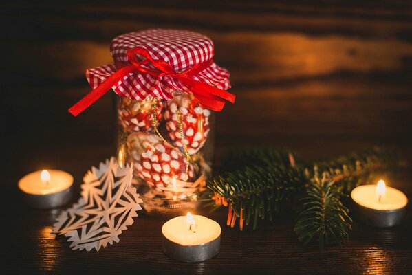 Winter festive mood by candlelight