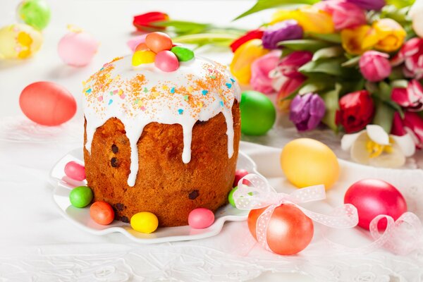 Festive Easter cake on a plate