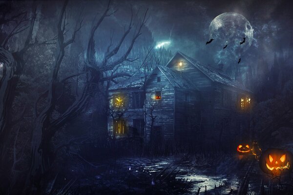 Casa oscura abbandonata di Halloween