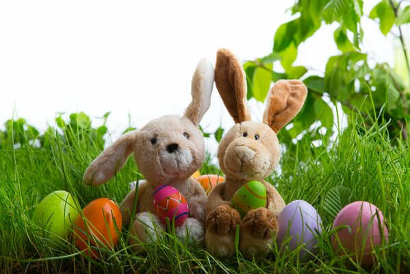 Easter eggs and stuffed toys