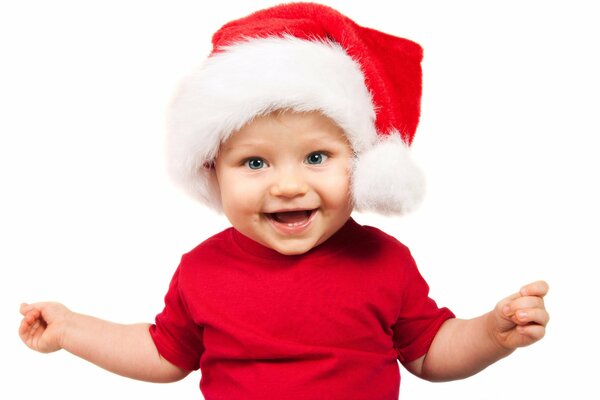 Bambino in cappello di Babbo Natale u