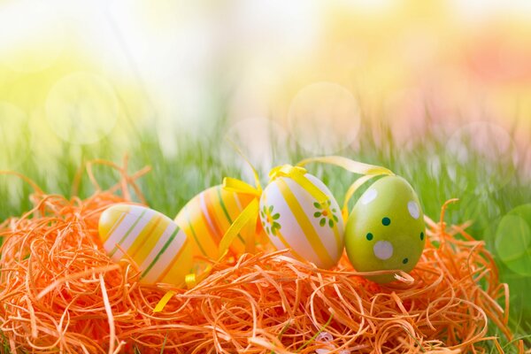 Oeufs de Pâques sur fond