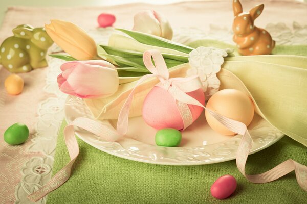 Easter eggs in pastel colors