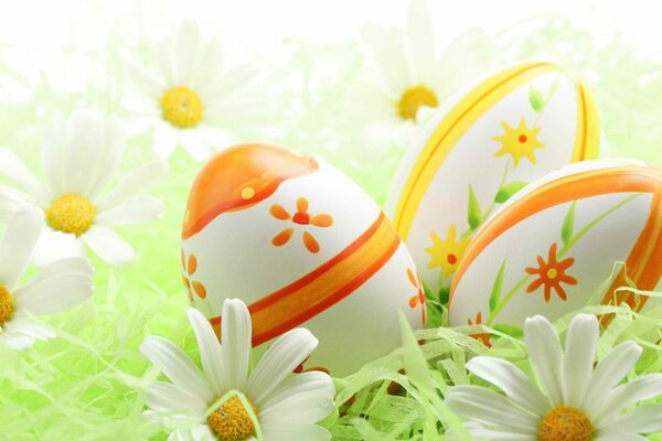 Easter eggs with flowers