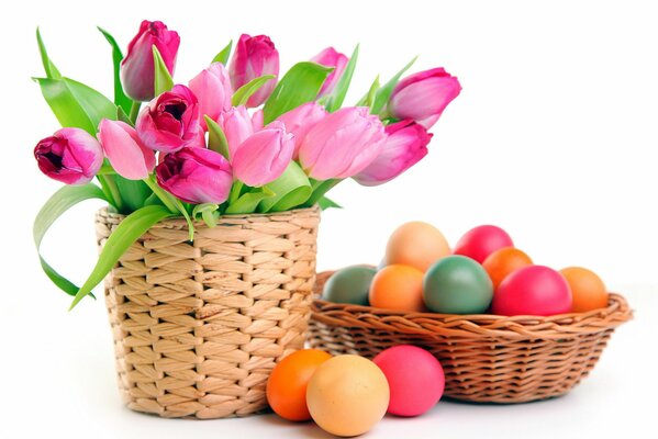 Easter set of Tulips and eggs