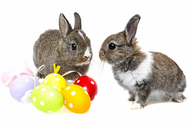 Lapins et oeufs de Pâques lumineux