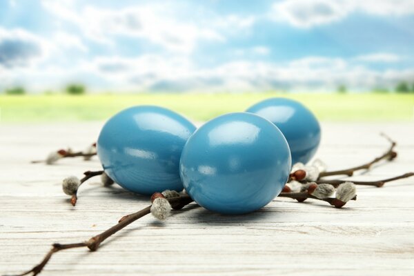 Beautiful blue Easter eggs