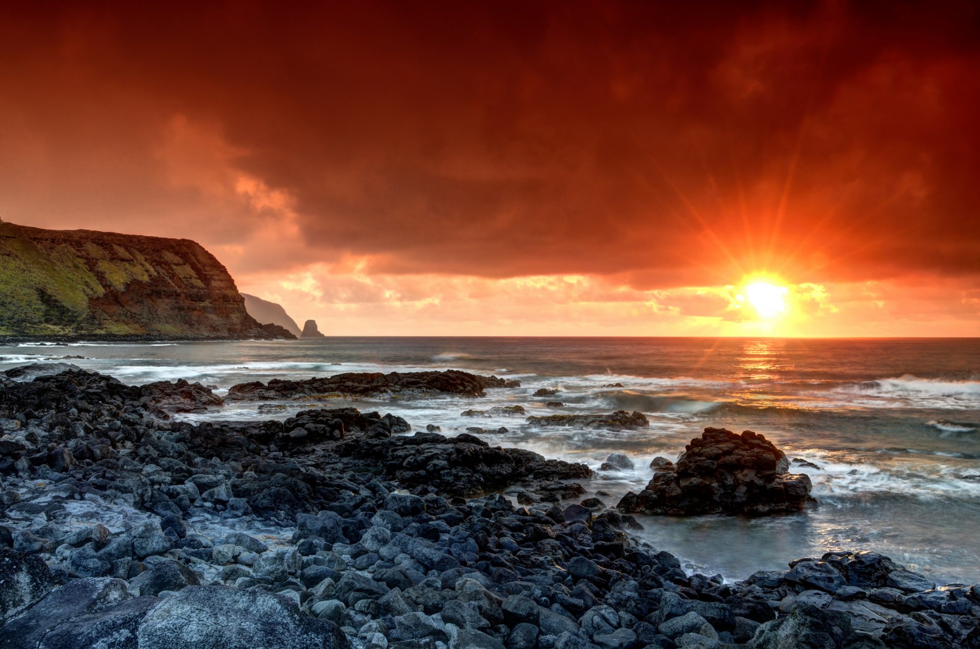 easter island dawn ocean stones valparaiso region cl polynesia