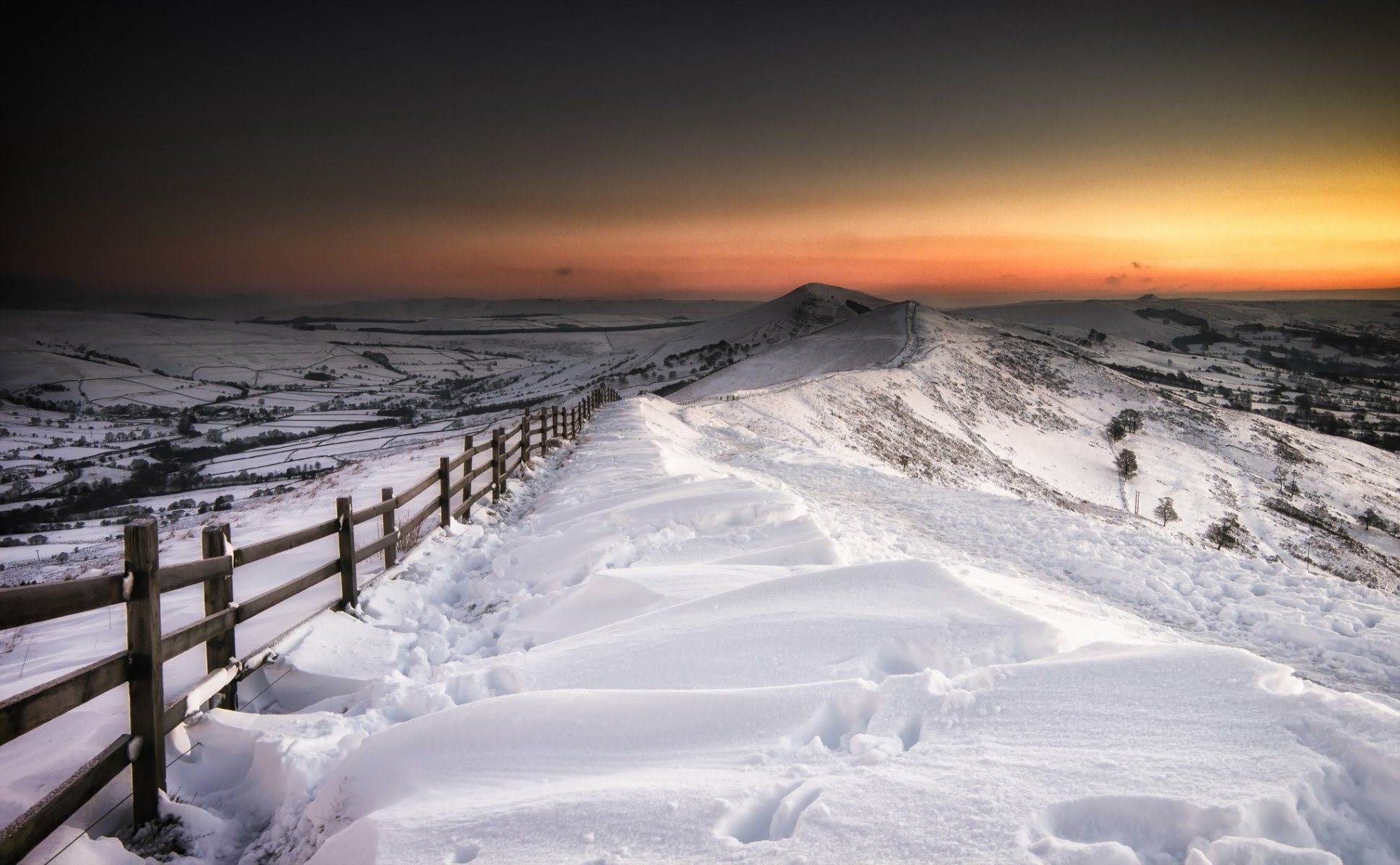 nuit clôture neige hiver paysage