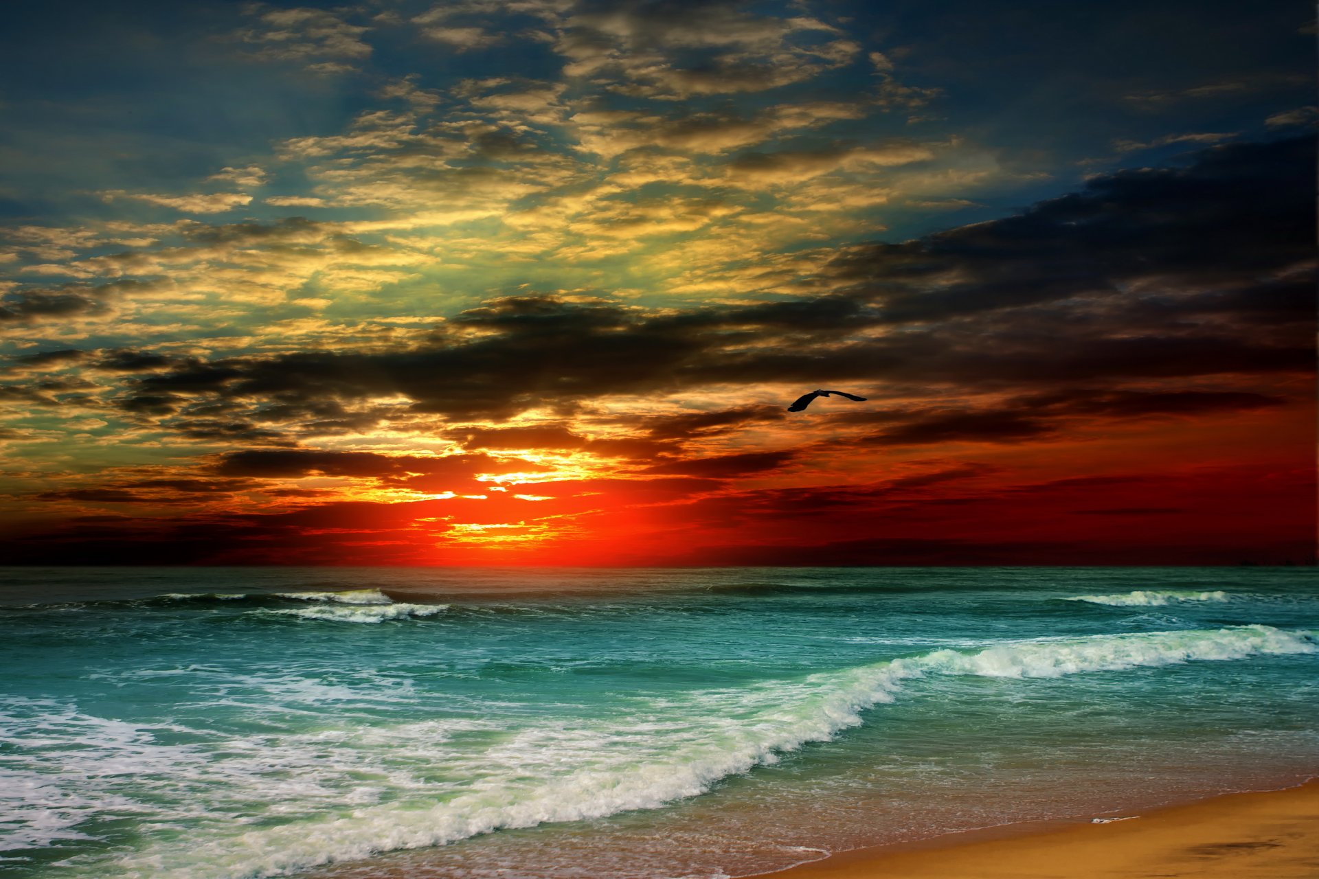 sonnenuntergang strand meer küste paradies tropisch sand