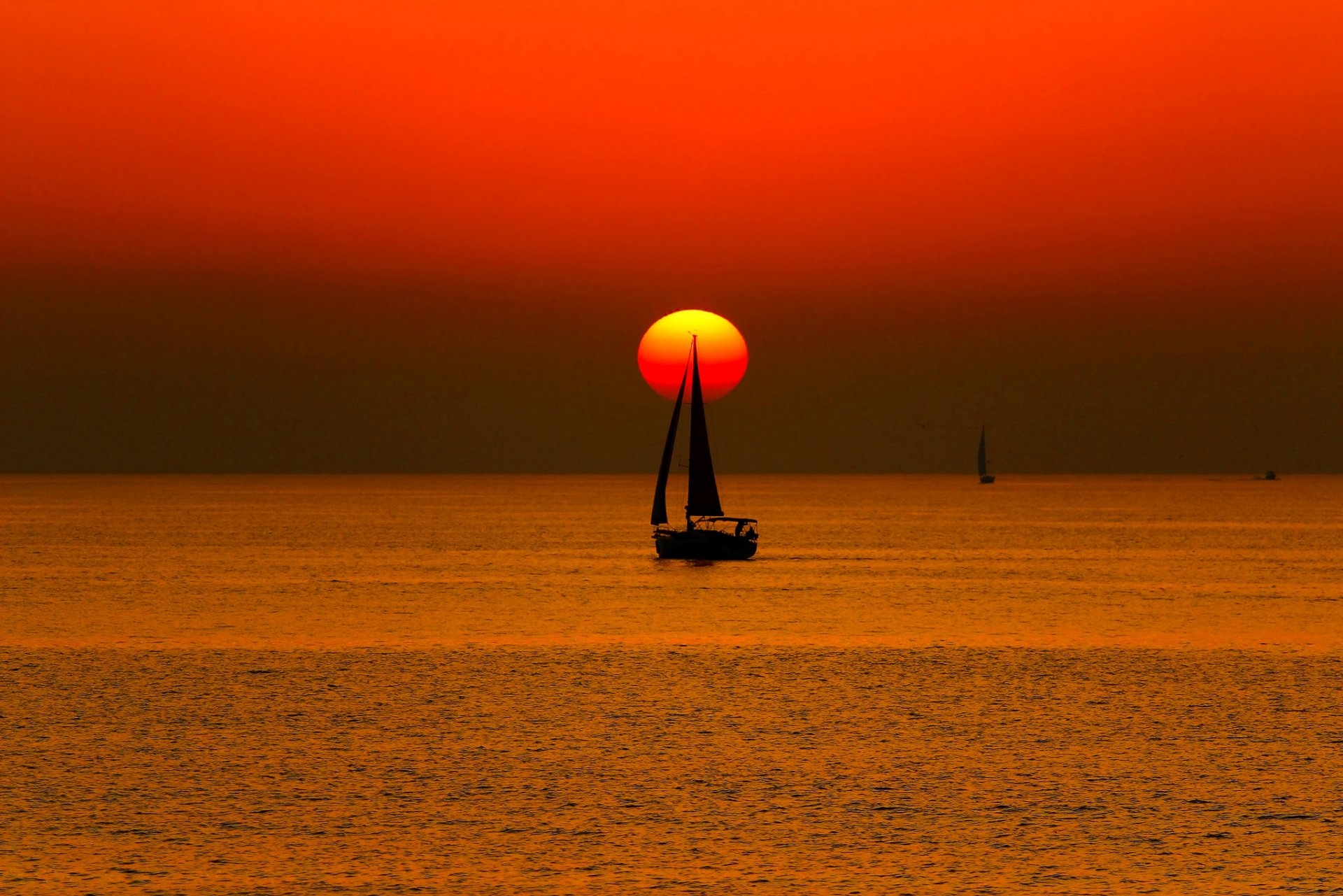 ciel soleil coucher de soleil mer bateau yacht voile