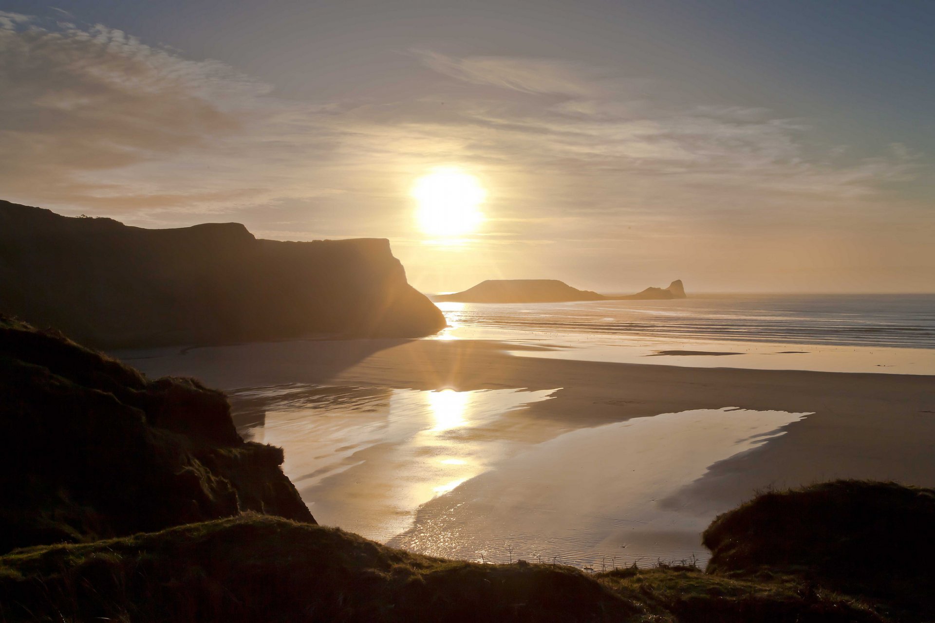 mer plage soleil brume